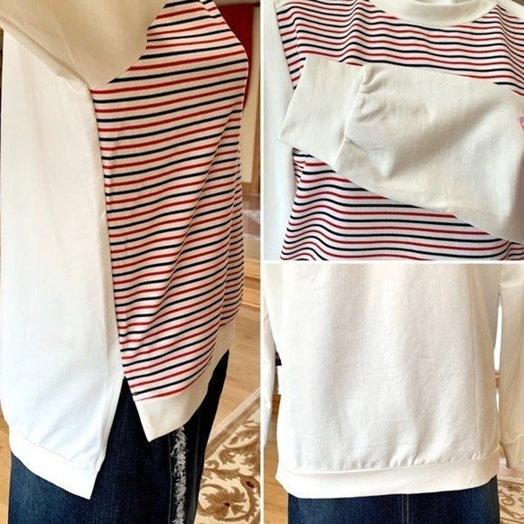 After Market Striped Hi Lo Sweatshirt Size Small - Picture 4 of 8